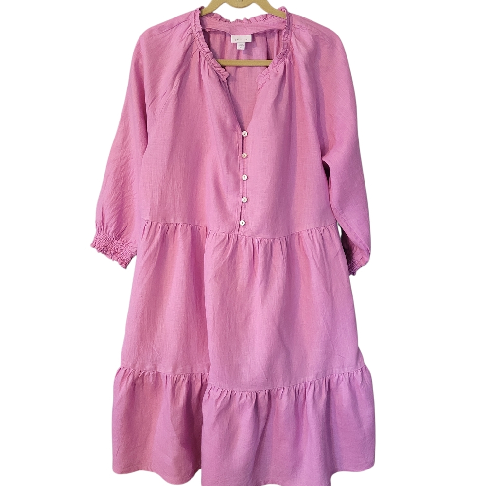 J. Jill Pink Midi Dress with Button Detail